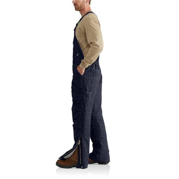 Carhartt FR Quilt Lined Quick Duck Bib Overall in Dark Navy